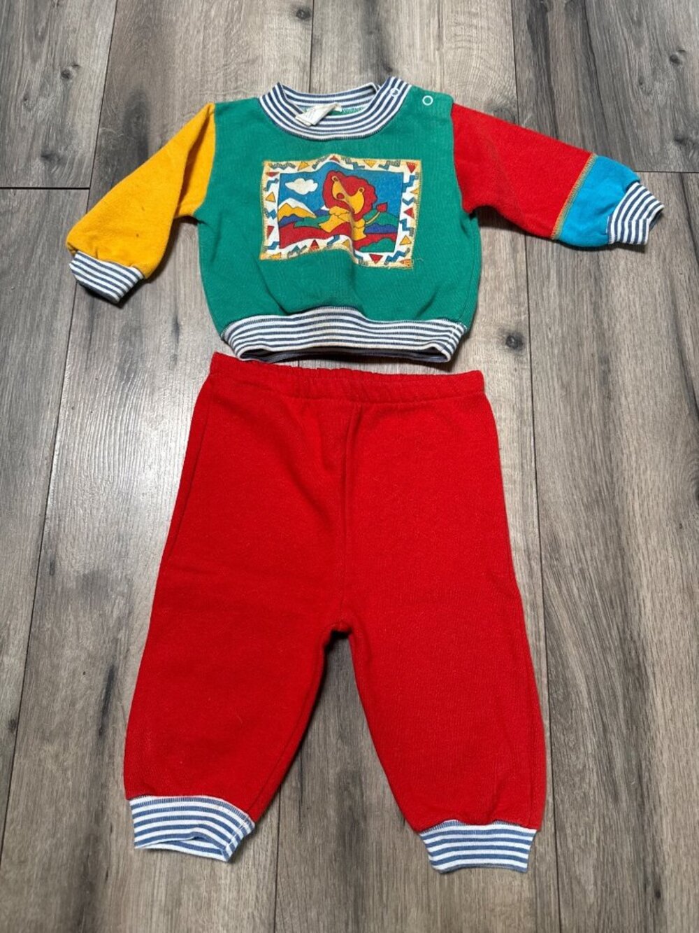 Small Stars Infant 2-Piece Colorblock Sweatsuit Lion Graphic 6-9 Months Cotton B